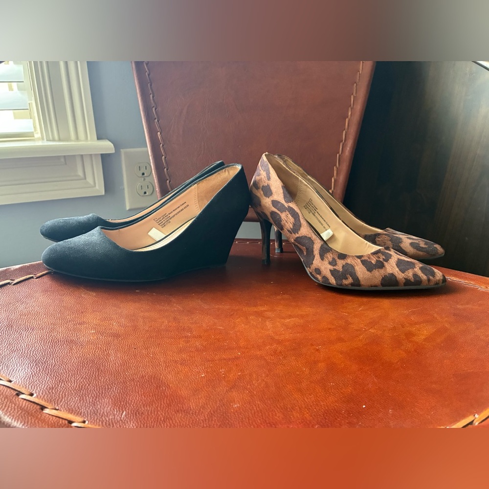 Women’s Leopard Print and Black Pump Wedge Set - A New Day